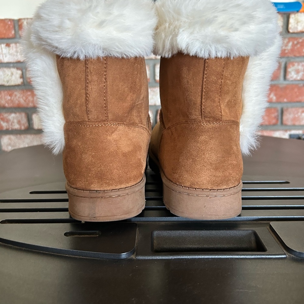 Tan Suede Boots with Faux Fur Trim SO brand. 
Worn once. - Picture 3 of 5